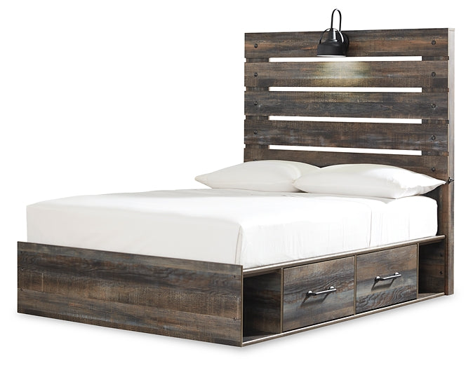 Drystan Panel Bed With 2 Storage Drawers With Mirrored Dresser And 2 Nightstands