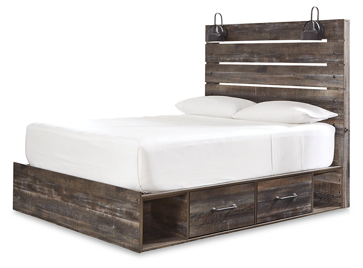 Drystan Panel Bed With 2 Storage Drawers With Mirrored Dresser And 2 Nightstands