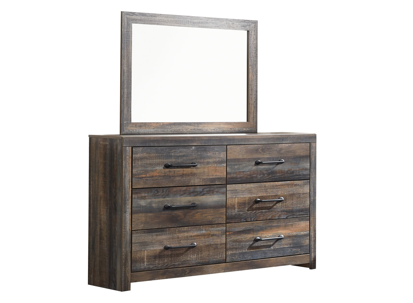 Drystan Panel Bed With 2 Storage Drawers With Mirrored Dresser And 2 Nightstands