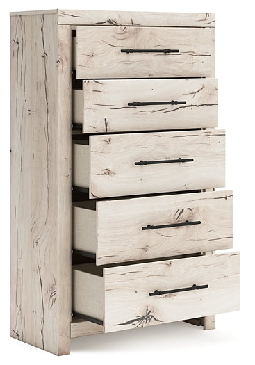 Lawroy Full Panel Bed with Mirrored Dresser and Chest