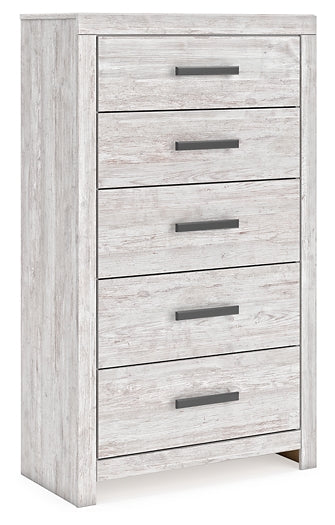 Cayboni King Panel Bed with Mirrored Dresser, Chest and Nightstand