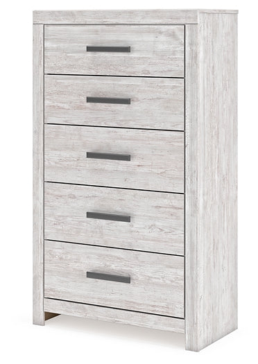 Cayboni King Panel Bed with Mirrored Dresser, Chest and Nightstand