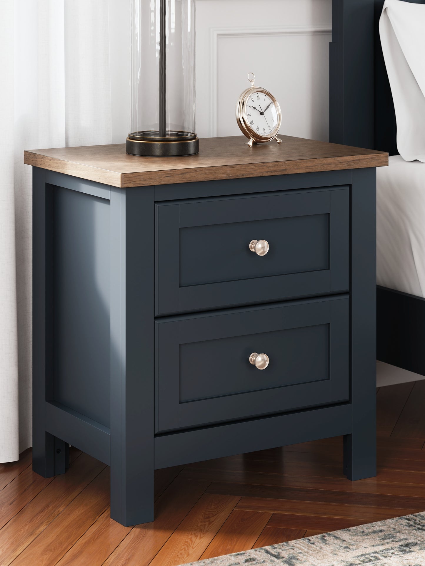 Landocken Queen Panel Headboard with Mirrored Dresser and Nightstand