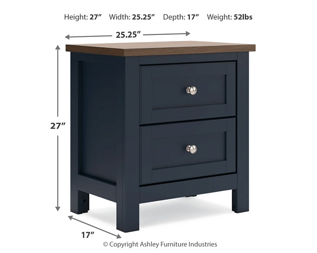 Landocken Twin Panel Headboard with Mirrored Dresser, Chest and Nightstand
