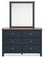 Landocken Queen Panel Headboard with Mirrored Dresser and Nightstand