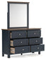 Landocken Queen Panel Headboard with Mirrored Dresser and Nightstand