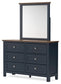 Landocken Queen Panel Headboard with Mirrored Dresser and Nightstand