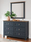 Landocken Queen Panel Headboard with Mirrored Dresser and Nightstand
