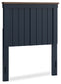 Landocken Twin Panel Headboard with Mirrored Dresser, Chest and Nightstand