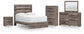 Graystorm Full Panel Bed with Mirrored Dresser, Chest and Nightstand