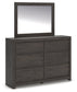 Fraluna King Panel Bed with Mirrored Dresser and Nightstand