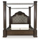 Maylee King Canopy Bed with Mirrored Dresser and Chest