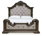 Maylee California King Upholstered Bed with Mirrored Dresser, Chest and Nightstand