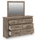 Rusticott Queen Panel Bed with Mirrored Dresser and Nightstand