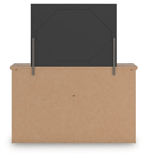 Rusticott California King Poster Bed with Mirrored Dresser