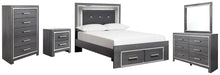 Load image into Gallery viewer, Lodanna Full Panel Bed with 2 Storage Drawers with Mirrored Dresser, Chest and Nightstand
