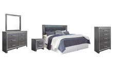 Load image into Gallery viewer, Lodanna King/California King Upholstered Panel Headboard with Mirrored Dresser, Chest and Nightstand
