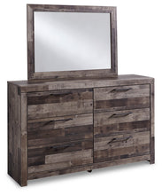 Load image into Gallery viewer, Derekson Queen Panel Bed with 2 Storage Drawers with Mirrored Dresser

