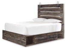 Load image into Gallery viewer, Drystan Queen Panel Bed with 4 Storage Drawers with Mirrored Dresser
