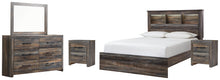 Load image into Gallery viewer, Drystan Queen Bookcase Bed with Mirrored Dresser and 2 Nightstands
