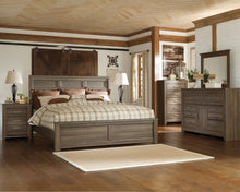 Load image into Gallery viewer, Juararo California King Panel Bed with Mirrored Dresser, Chest and Nightstand

