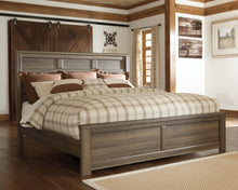 Load image into Gallery viewer, Juararo California King Panel Bed with Mirrored Dresser, Chest and Nightstand
