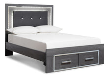 Load image into Gallery viewer, Lodanna King Panel Bed with 2 Storage Drawers with Mirrored Dresser and Chest
