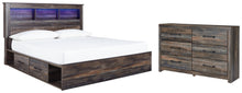 Load image into Gallery viewer, Drystan King Bookcase Bed with 2 Storage Drawers with Dresser
