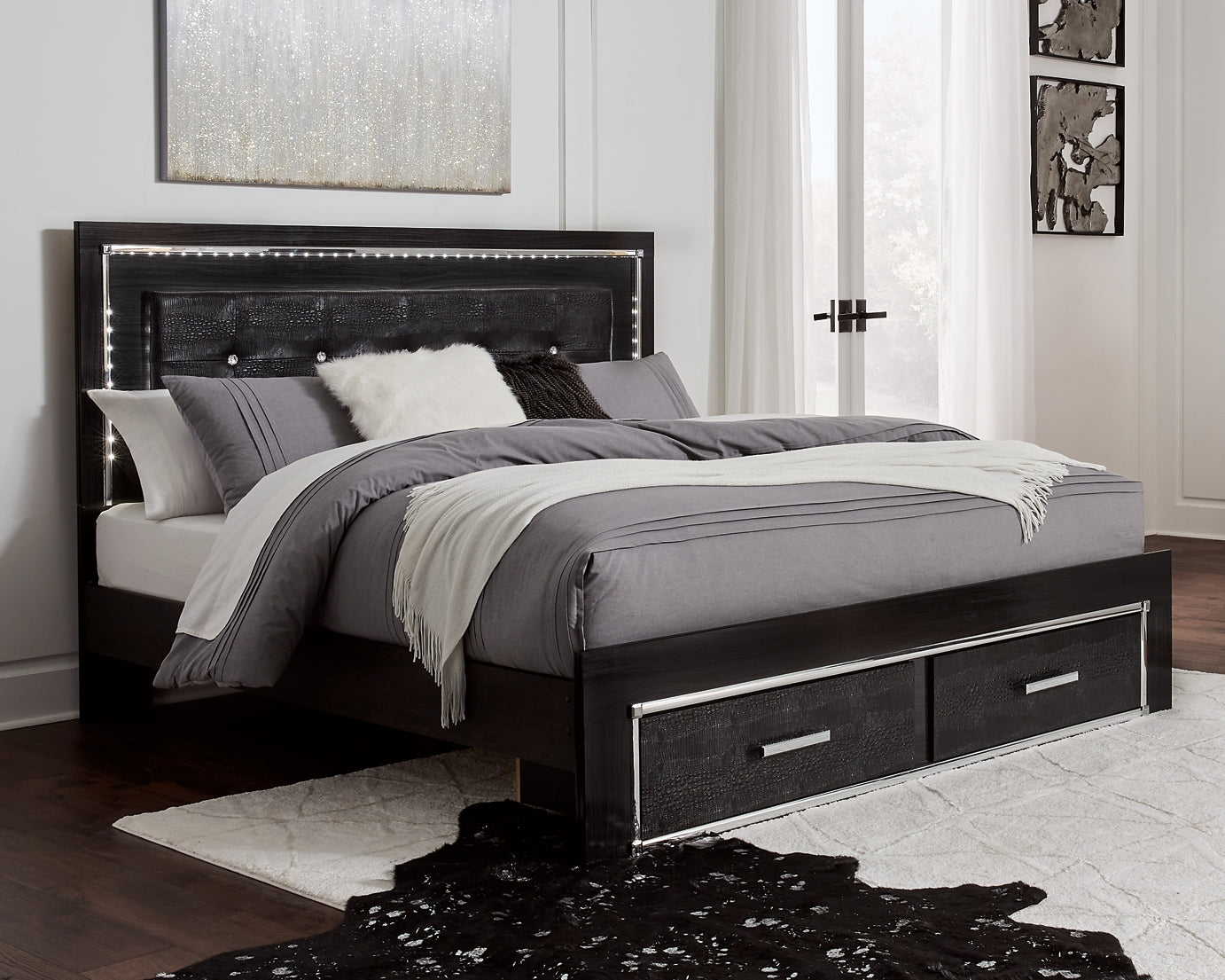 Kaydell King Panel Bed with Storage with Dresser
