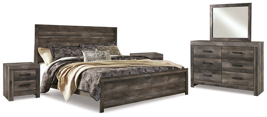 Wynnlow King Panel Bed with Mirrored Dresser and 2 Nightstands